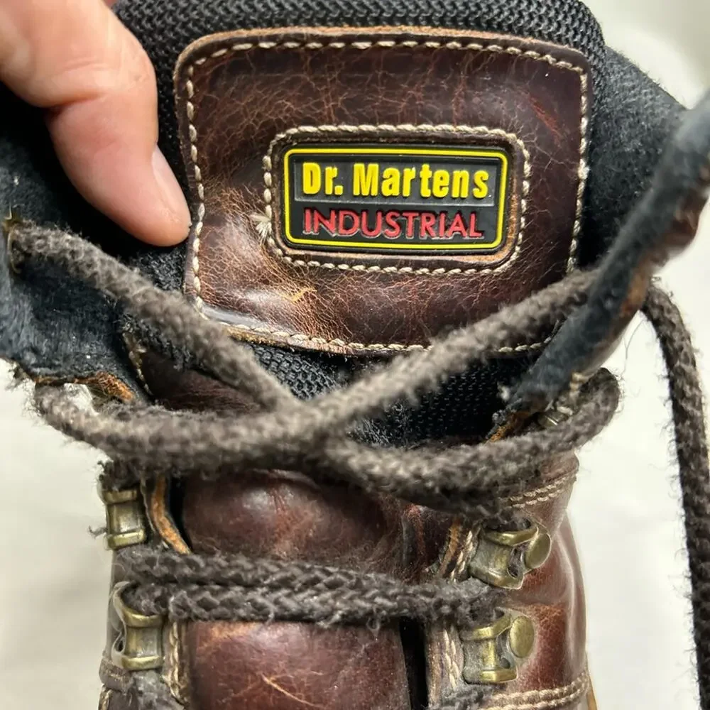 VTG Dr. Martens Industrial Brown distressed Leather Lace-Up Hiking work Boots 13